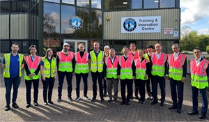 A group picture of employees working at Hoshizaki, celebrating thirty years of trading in Telford.