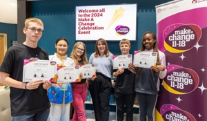 A group photo of some of the Make a Change award-winners, Bray (Elevate Youth), Winsome (CultureKind Chinese Community), Jaimie (Dawley Youth Club), Caiden (Lightmoor Village Youth Club) and Shalom (Nigerian Community) with Councillor Kelly Middleton, Telford & Wrekin Council’s Cabinet Member for Healthy, Safer & Stronger Communities.