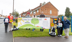 Pupils Harper, 8, and Daisy, 7 pictured far left and right and from left Councillor Ranbir Sahota, Councillor Amrik Jhawar, Zara Purvis, Deputy Clerk at Ketley Parish Council, Simon Haydon, Telford & Wrekin Council Neighbourhood Coordinator, Eileen Callear, Deputy Mayor of the Borough of Telford and Wrekin and Meadows head Joseph Piatczanyn.
