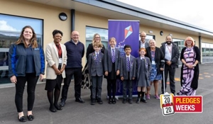 Cllr Shirley Reynolds joins children, staff and Telford & Wrekin Council colleagues at Lawley Academy extension
