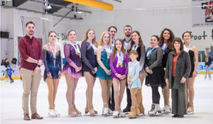 Team members pictured on the ice at Telford Ice Rink. Inclusive Skating World Championships Presentations at Telford Ice Rink
