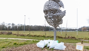 Flowers laid at Covid-19 Memorial Garden