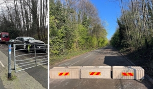 A before and after photo of the area at Stafford Park where Telford & Wrekin Council cleared abandoned vehicles and spruced up the environment