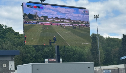 Big screen at AFC Telford, PHOTO CREDIT: Paul Shuttleworth BBC Radio Shropshire 