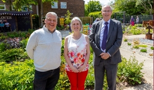 Councillor Richard Overton (Lab), Telford & Wrekin Council’s Deputy Leader and Cabinet Member for Highways, Housing and Enforcement, Sharon Hanson, church secretary and Steve Mackay, Assistant Police and Crime Commissioner, at the opening of Dawley Christian Centre sensory garden.