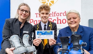From left to right: Ms Huntington, headteacher at Telford Park, Jacob, year 11 student and Councillor Shirley Reynolds, Cabinet Member for Children, Young People, Education, Employment and Skills