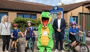 Councillor Ollie Vickers, Cabinet Member for the Economy & Transport at Lawley bike bus