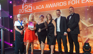 The Telford Langley School catering team (on stage) named LACA Secondary School Catering Team of the Year.