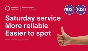New bus timetable, new Saturday service, new look—same £2 fare. From 21 July,