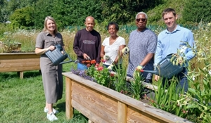 Pictured far left is Councillor Carolyn Healy with Ken Quest and Margaret and Chris Christian from the TAARC over 60s group and Jim Greenhalgh, Contract Manager at Veolia.