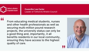 Councillor Lee Carter, Leader of Telford & Wrekin Council and written quote