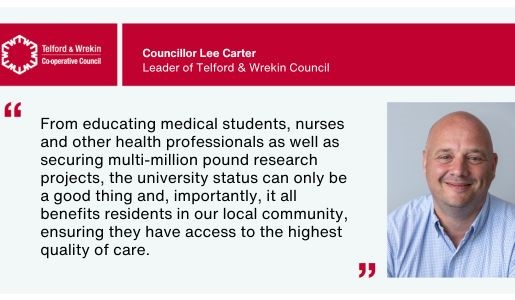 Councillor Lee Carter, Leader of Telford & Wrekin Council and written quote