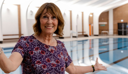 Councillor Angela McClements at the newly refurbished Wellington Swimming Pool 