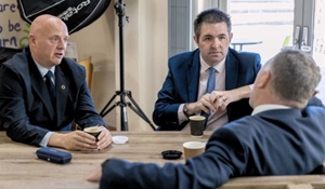 Councillor Lee Carter, Leader of Telford & Wrekin Council, Lee Carter and Shaun Davies MP with Secretary of State for Housing, Communities and Local Government, Steven Reed OBE MP
