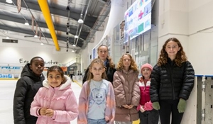 A group of flag competition entrants enjoy a free ice skating session at Telford Ice Rink