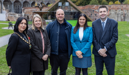 Image left to right:  Cllr Eileen Callear - Mayor of the Borough of Telford and Wrekin, Cllr Carolyn Healy – Telford & Wrekin Council, Cabinet Member for Neighbourhoods, Planning & Sustainability, Cllr Lee Carter - Leader of Telford & Wrekin Council, Lisa Nandy - Secretary of State for Culture, Media and Sport of the United Kingdom and Shaun Davies