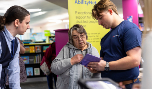 A resident gets valuable information at the Live Well Community Hub in Wellington
