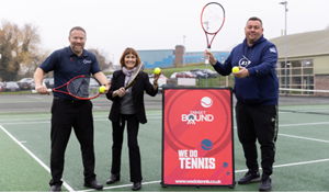 From left to right Stuart Walker, Leisure Operations Manager Telford & Wrekin Council, Councillor Angela McClements, Telford & Wrekin Council’s Cabinet Member for Leisure, Tourism, Culture and the Arts and Nigel Hunter – Co-Director of We Do Tennis