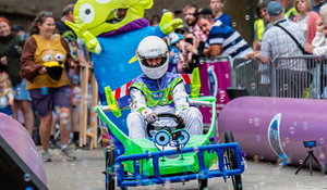 A soapbox derby homemade cart taking part in Krazy Races