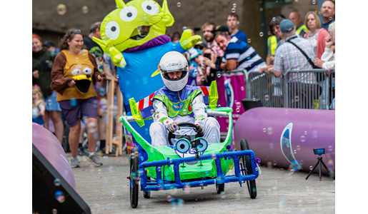 A soapbox derby homemade cart taking part in Krazy Races 