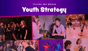 Youth strategy graphic, which includes six photos of young people