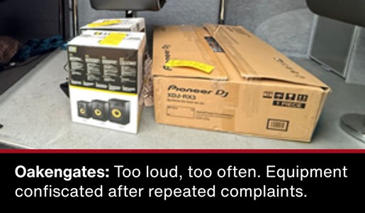 Too loud too often: Entertainment gear switched off after repeated noise complaints