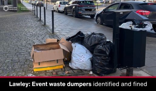 Fly-tipped rubbish dumped beside a bin