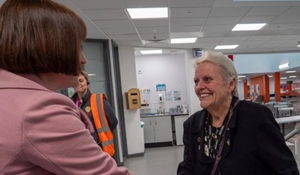 Councillor Shirley Reynolds smiling as she meets the Secretary of State for Education, The Rt Hon Bridget Phillipson MP