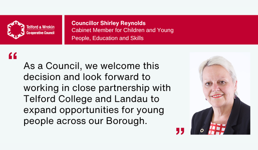 Graphic featuring the Council logo, a picture of Councillor Shirley Reynolds and a quote welcoming the new youth hub