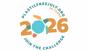 Plastic Free July circular logo for 2026
