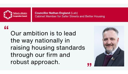 Corporate graphic including the Council logo, image of Nathan England and a quote