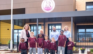 Group photo celebrating the opening of Thomas Telford Primary School