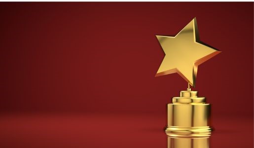 Star award on red background