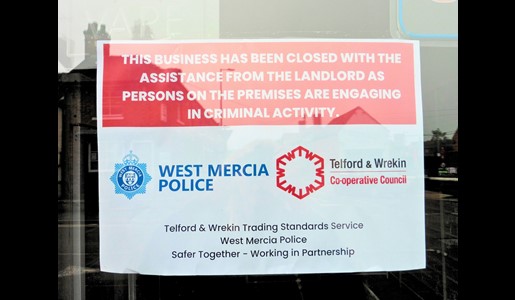 Trading standards shop closure sign
