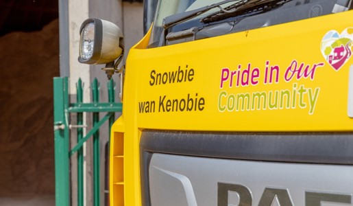 Gritter - Snowbie wan Kenobie - in front of salt shed
