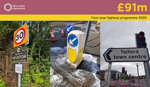 Road signs being cleaned